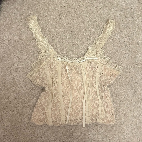 balletcore / coquette cream corset lace cami top - Picture 1 of 7